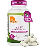 Zahler Zinc 50mg, Supports Immune and Antioxidant Protection, Certified Kosher, 90 Capsules