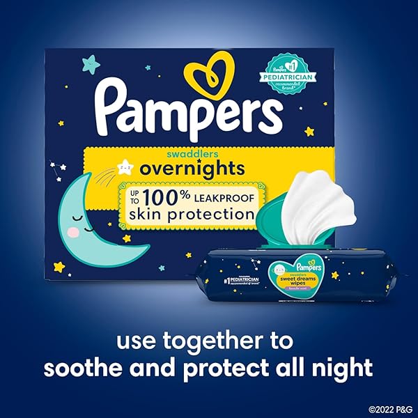 PAMPERS OVERNIGHT DIAPERS – SWADDLERS OVERNIGHTS – SIZE 3, 66 COUNT, DISPOSABLE BABY DIAPER, NIGHT TIME LEAK AND SKIN PROTECTION