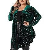 Agnes Orinda Women's Plus Size Cardigans Open Front Draped Shiny Party Velvet Cardigan