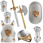 Dress Up America - Kids Knight Armor Costume Set – Medieval Role Play with Shield, Helmet, Sword & Accessories – Royal Dress-Up for Boys Ages 3–10