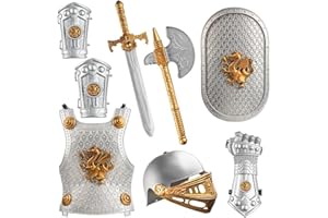Dress Up America - Kids Knight Armor Costume Set – Medieval Role Play with Shield, Helmet, Sword & Accessories – Royal Dress-Up for Boys Ages 3–10