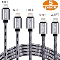 Charger Cables, 5Pack [10FT 6.6FT 6.6FT 3.3FT 3.3FT] Nylon Braid USB Syncing and Charging Cable Data Nylon Braided Cord...