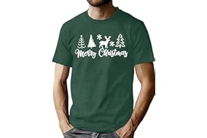 QAUN Mens Christmas Shirt:Merry and Bright Tshirt Merry Christmas Shirts Xmas Lights Tee Tops M-3XL