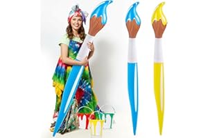 VercanMonth 2 Pcs 43.3 Inch Inflatable Paint Brush Balloons Art Painting Party Decorations Large Blow up Paintbrushes Party Decor Prop Kit for Birthday Decor(Blue, Yellow)