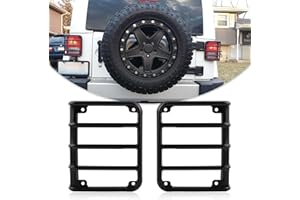 ADTOPI JK Tail Light Covers for Jeep Wrangler, Wrangler Rear Taillight Guard Metal JK Rear Lamp Protector Compatible with Jeep Wrangler JK & JKU 2007-2018, Black