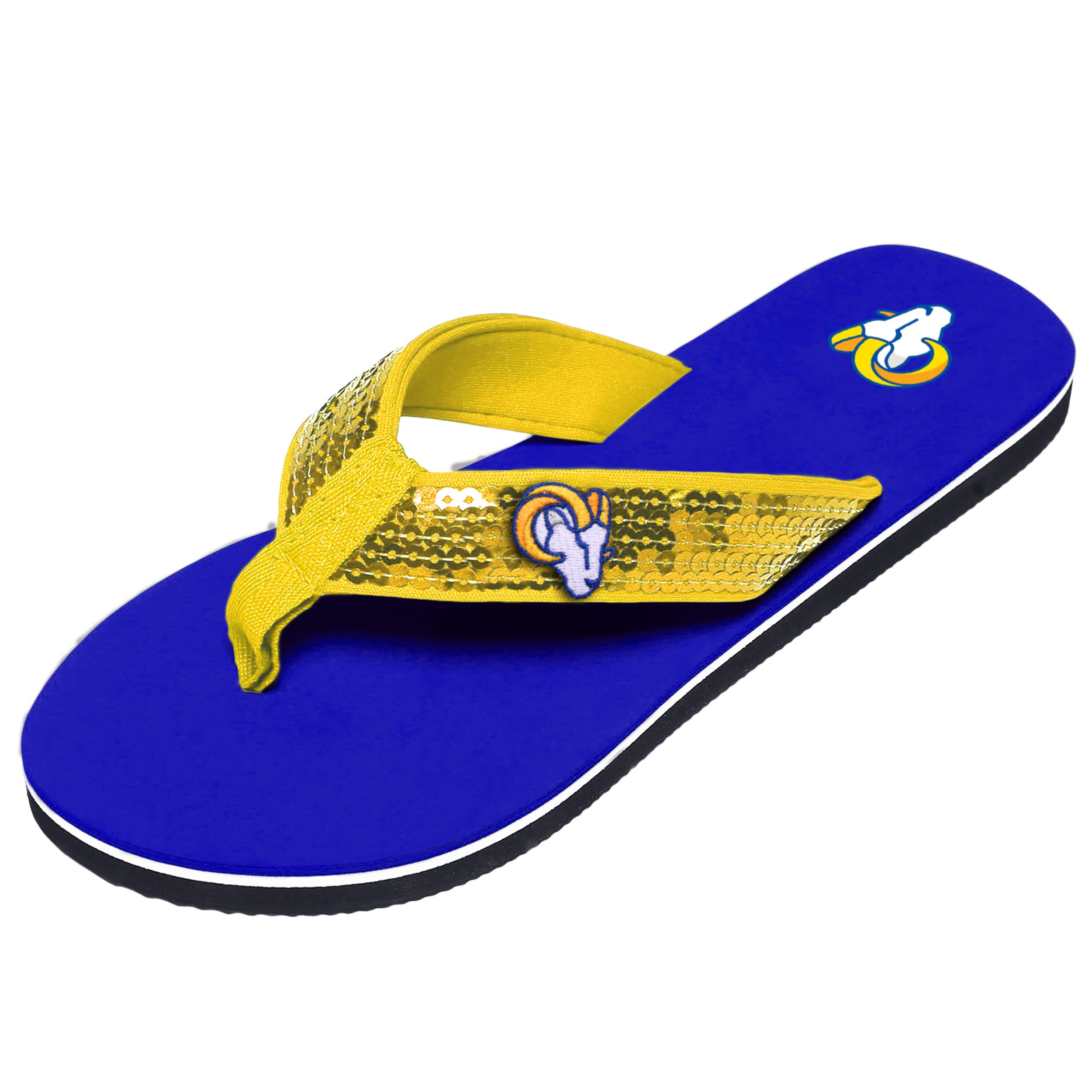 FOCO Los Angeles Rams NFL Womens Sequin Flip Flops