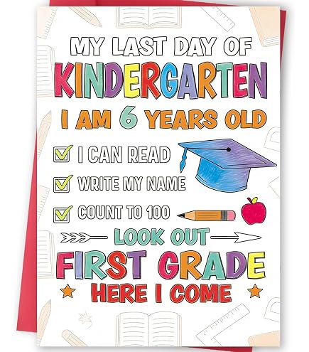 HCIU6YGQ Cute End of School Year Poem Card, Kindergarten, Primary School Graduation Card Gift from Teacher to Student, Teacher Student Cards, Congratulations Graduation Cards from Teacher. : Office Products
