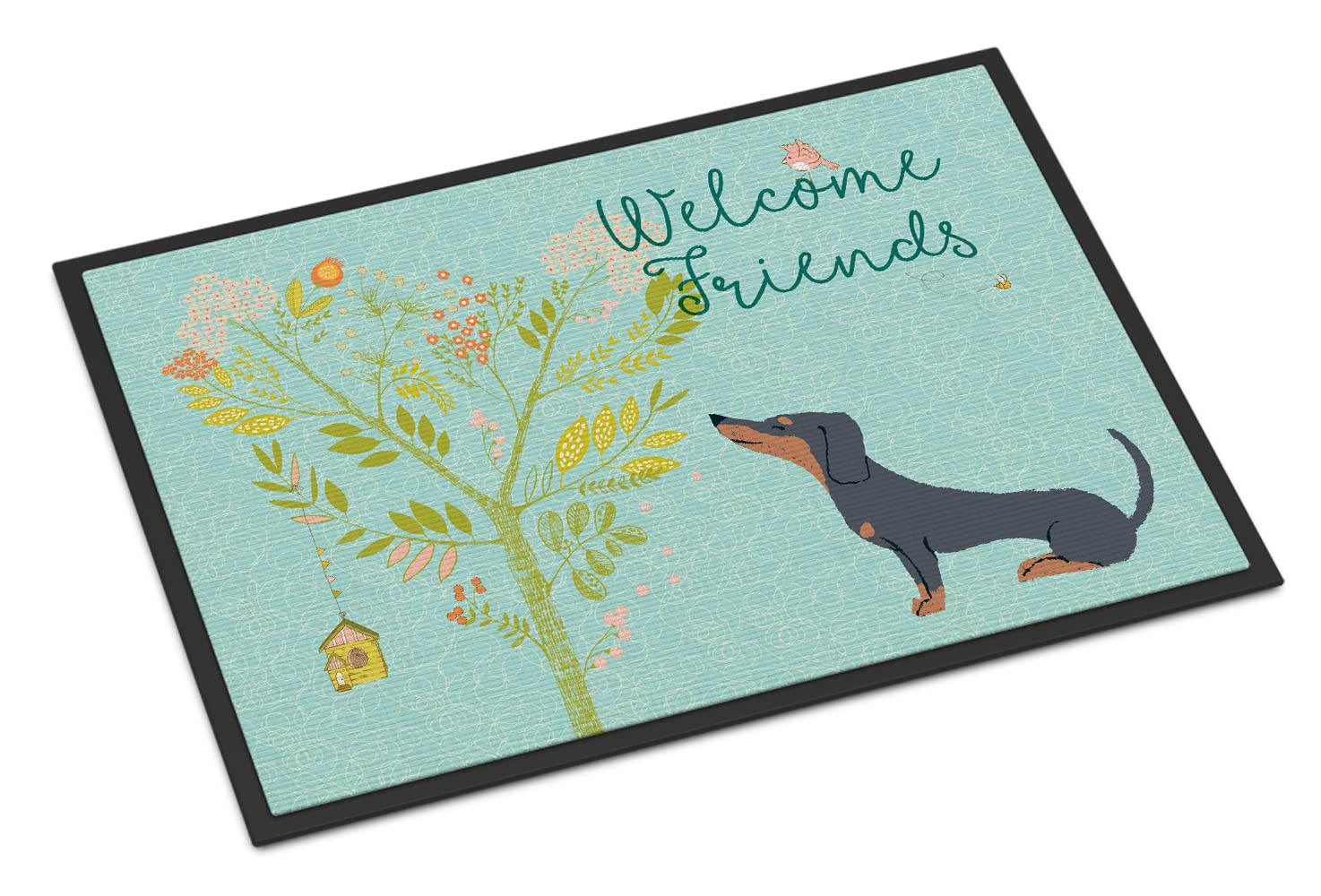 Caroline's Treasures Welcome Friends Black Tan Dachshund Doormat, Multicolor, 24hx36w