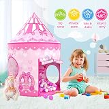 SENODEER 3PC Princess Tent Playset for Girls Pink Indoor Outdoor Kids Tent Ball view 6