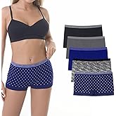 DEEP TOUCH Womens Boy Shorts Underwear Boyshort Panties Ladies Panties Nylon Panty Sleep Boxer Briefs 5 Pack