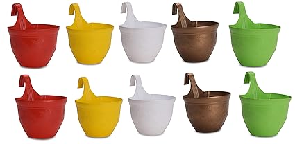 GTB Victor Hanging Hook Pot Plastic Small Hook Hanging Pot, Set of 10 pc Multicolor 20.5 x 17.5 x 9.5 cm