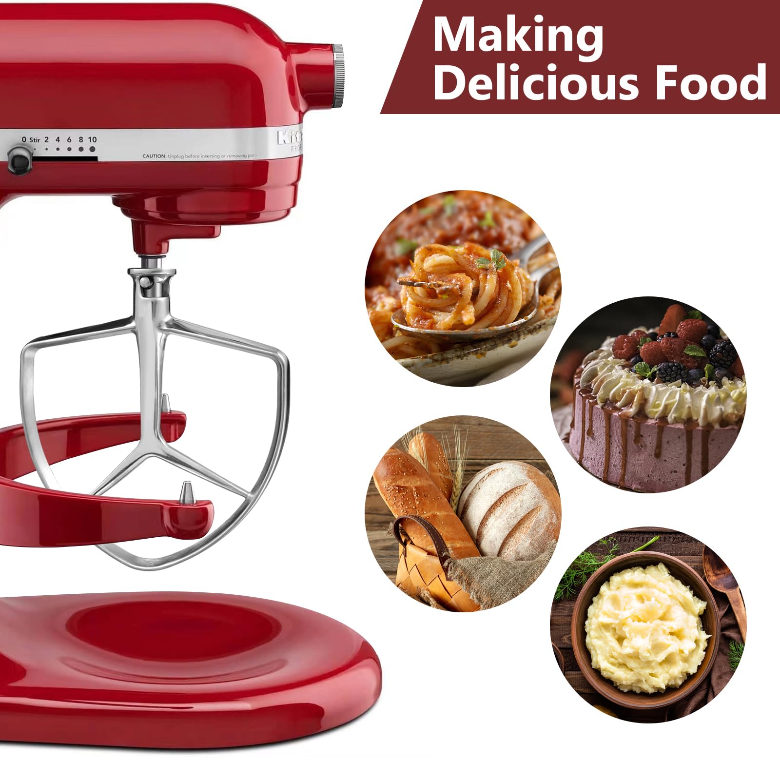 Flat Beater for KitchenAid 7QT Bowl-lift Stand Mixers, Stainless Steel Paddle Accessories for Kitchen aid, Dishwasher Safe