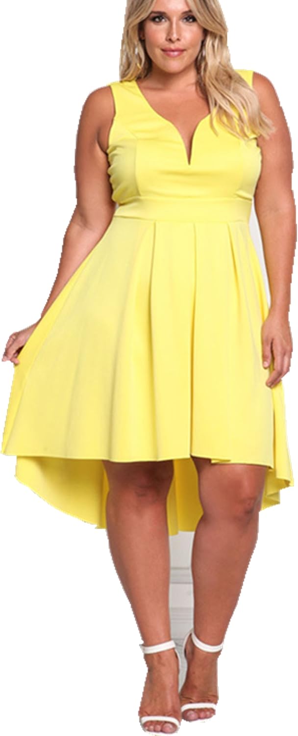 plus size yellow skater dress