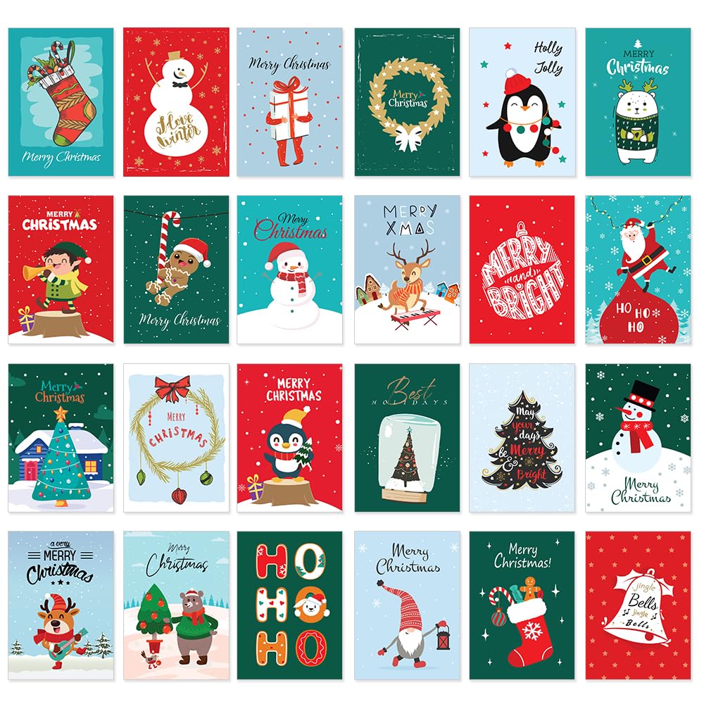 Papa Prints Assorted Christmas Cards (149 x 105 mm) 2025 Christmas Cards Pack of 48 Multipack Christmas Cards with Envelopes