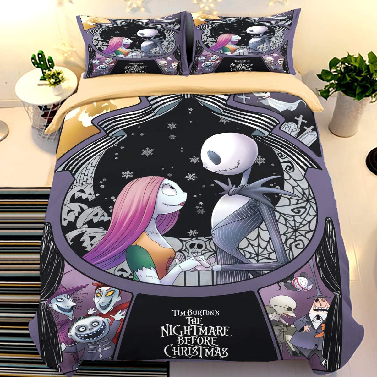Guidear Nightmare Before Christmas Duvet Cover with 2 Pillowcases