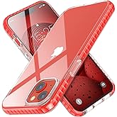 MATEPROX Compatible with iPhone 13 case Clear Thin Slim Crystal Transparent Cover Shockproof Bumper Case for iPhone 13 6.1" 2021(Red)