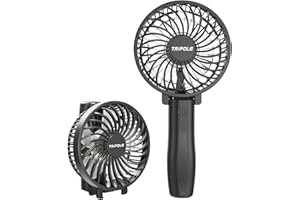 TriPole Handheld Fan Portable Mini Fan, 3 Speeds Foldable Small Personal Fan, Rechargeable USB Desk Fan, Powerful Hand Held Fan Battery Operated for Travel Outdoor Makeup Gifts, Black, 4.2” Fan Cover