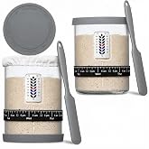 2 Pack Premium Pro Sourdough Starter Jar Kit - 40oz Large Wide Mouth Sourdough Bread Jar with Marked Feeding Band, Thermometer, Scraper, Cloth Cover &amp; Silicone Lid/Base, Glass Container, Baking Supply