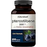 NatureBell Pterostilbene 200 mg Per Serving with Trans-Resveratrol &ndash; 200 Capsules &ndash; 2-in-1 Antioxidant Polyphenol Formula* &ndash; Non-GMO