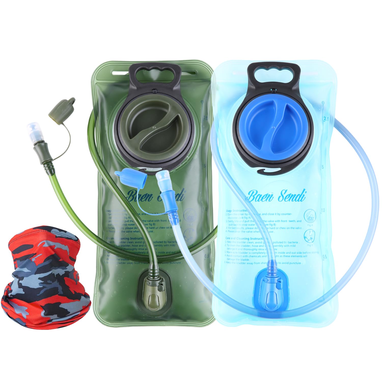 Photo 1 of Baen Sendi 2 Pack Hydration Bladder 2 Liter/70 oz - Water Bladder Pack of 2(1 Piece Blue+1 Piece ArmyGreen) - BPA Free Hydration Pack Replacement