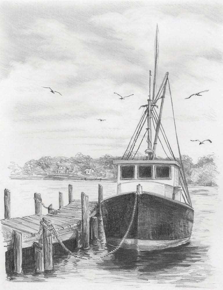 Royal & Langnickel Sketching Made Easy A4 Size Fishing Boat Designed Painting Set, White and Black - Image 3