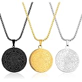 JMKTOOL 3pcs Archangels Pendant Necklaces - Stainless Steel Seven Princes of Heaven Seal of the Archangel Michael Coin Pendant Medal with Chain for Men and Women Protection Amulet