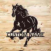 Survalue Personalized Custom Horse Metal Wall Decoration, Horse Ranch Welcome Sign, 12 inches x 12 inches, Metal, Rustic