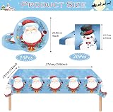 POPOYU 37Pcs Christmas Party Tableware Set Santa Snowman Plates Napkins view 2