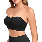 Finduself Strapless Bras for Women Non-Slip Padded Bandeau Bra Wireless Tube Top Bra Including Clear Straps