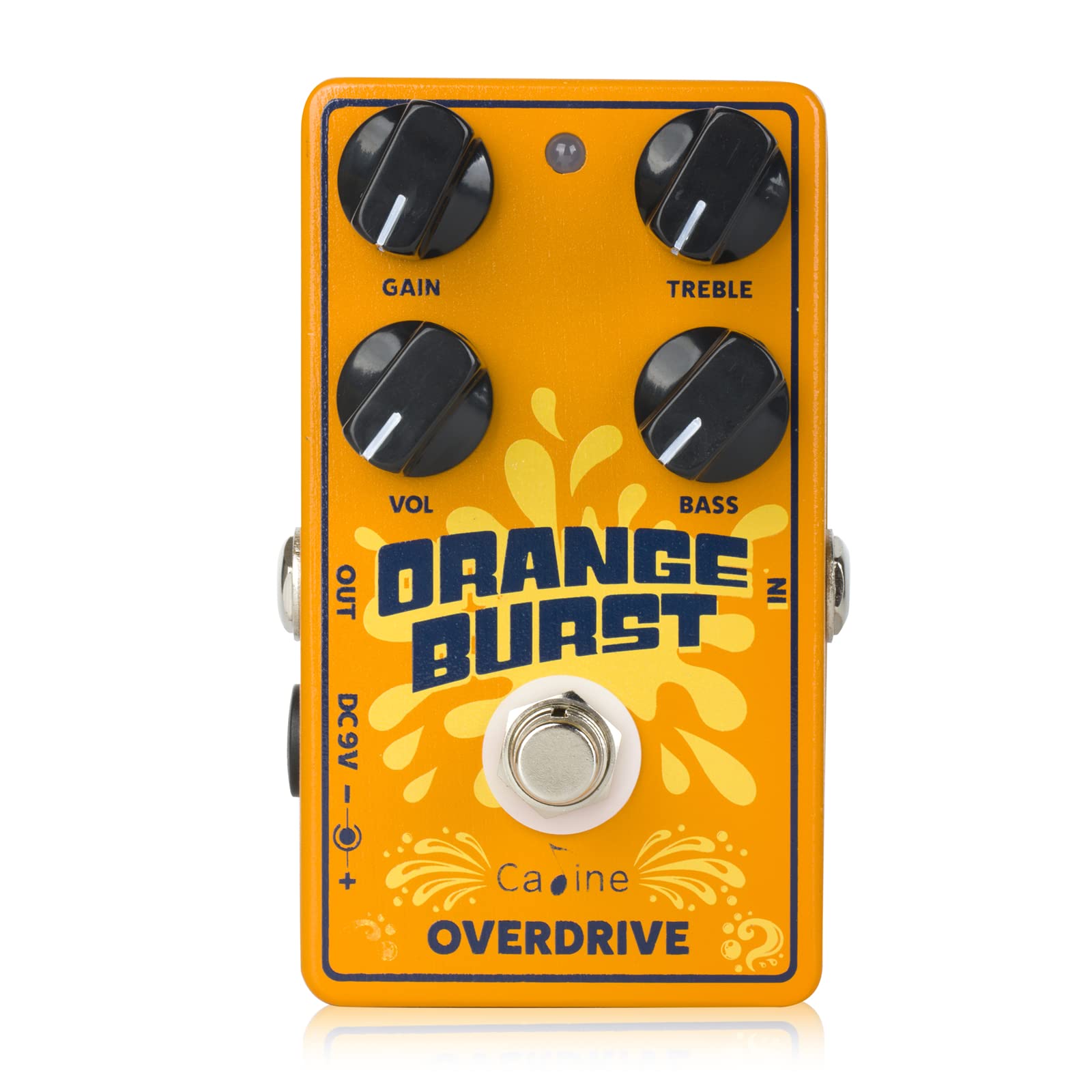 Caline CP-516 Orange Burst Overdrive Guitar Effect Pedal True Bypass Design White Knobs