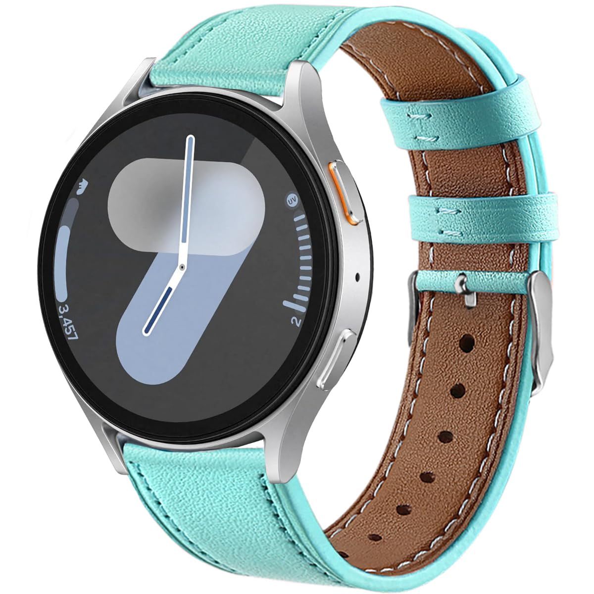 DEALELE Compatible with Samsung Galaxy Watch 6 / 6 Classic / 5 / 5 Pro / Galaxy Watch 4 / 4 Classic / 3 41mm / Active 2, 20mm Soft Leather Replacement Strap for Huawei GT2 42mm / GT3 42mm (Light blue)