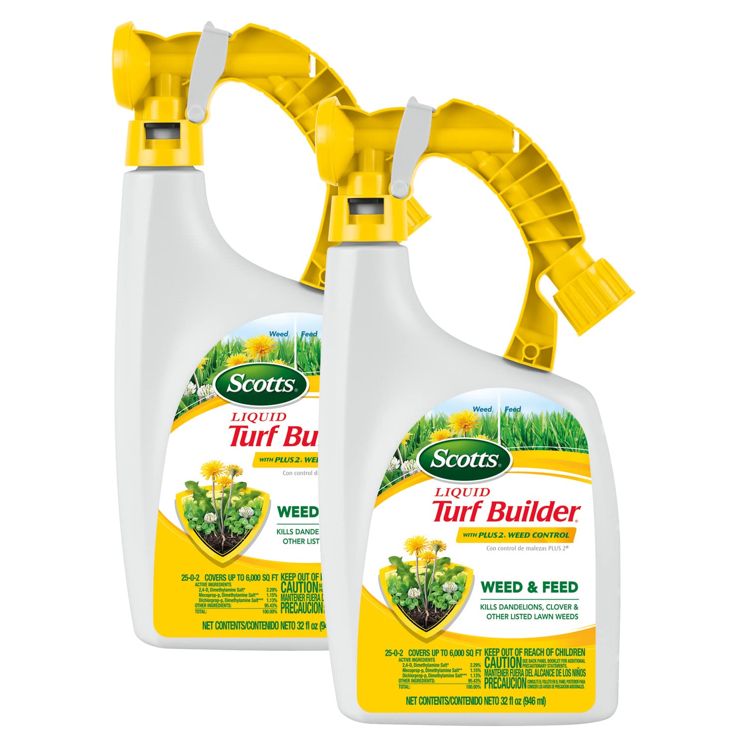Photo 1 of Scotts Liquid Turf Builder with Plus 2 Weed Control - Liquid Weed Killer and Fertilizer, 32 fl. oz. (2-Pack)