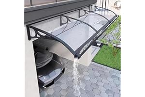 KIZYRQ Window Door Awnings Exterior, Awning for Door Entrance Aluminum Bracket Polycarbonate Board, Awnings Outdoor Front Door Patio for Sun Shutter UV Rain Protection Transparent 60x100cm/24x39in