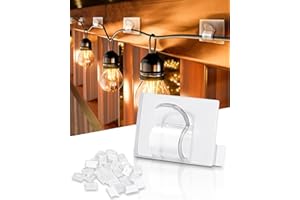 duskeep 30 Pack Outdoor Light Clips with Strong Adhesive, Weatherproof Hooks for String Lights, Patio, Gutter, Fence, Gazebo