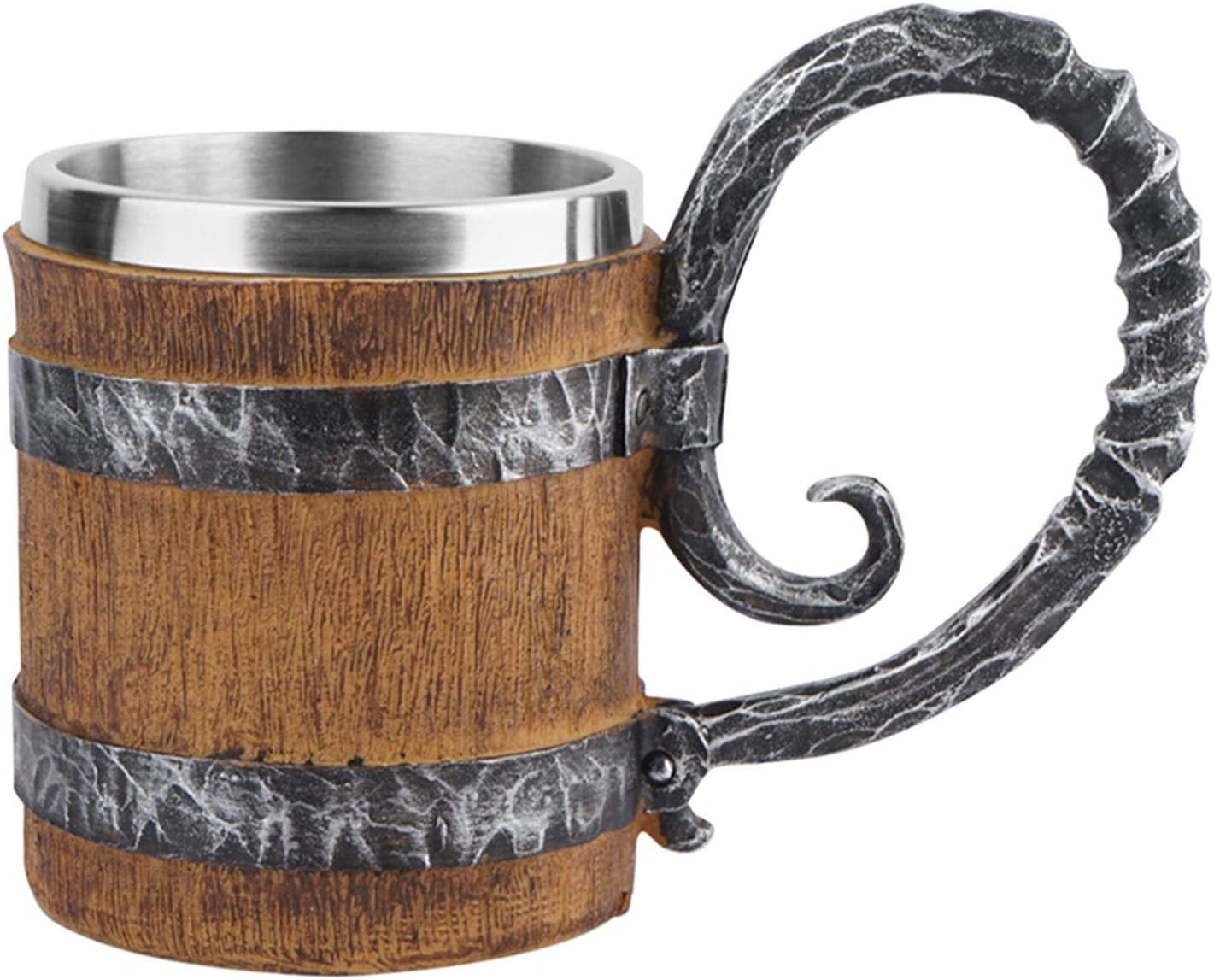 Wood Imitation Barrel Beer Mug, 20oz Pirate Viking Cup Medieval Tavern Wood Tankard for Bar Restaurant Home Decor