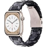 V.R.HOPE Resin Watch Band Compatible with Apple Watch Band for Women 38mm 40mm 41mm 42mm Starlight Fashion Lightweight Bracelet Strap for iWatch Series 11/10/9/8/7/6/5/4/3/2/1/SE3(Marble Black)