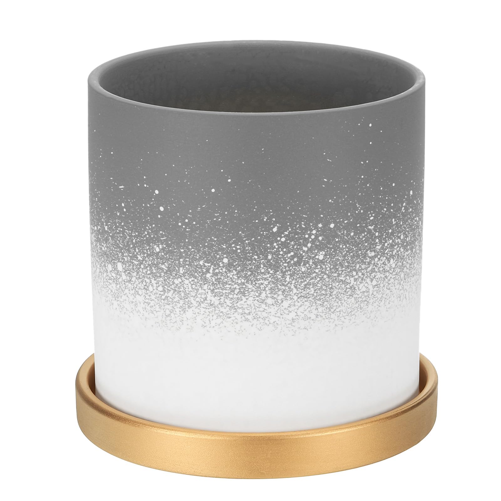 PATIKIL 5.12 Inch Ceramic Plant Pots, Modern Flower Planters Gradient with Drainage Holes for Decorate Home Indoor Plants Succulent Herb, Dark Gray