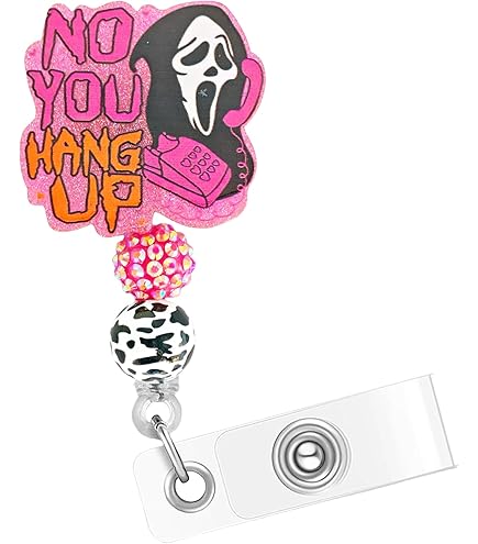 Halloween Badge Reels Retractable ID Name Badge Holder Interesting Acrylic Ghost With Pumpkin Basket Badge Accessories With Alligator Clip For Nurses