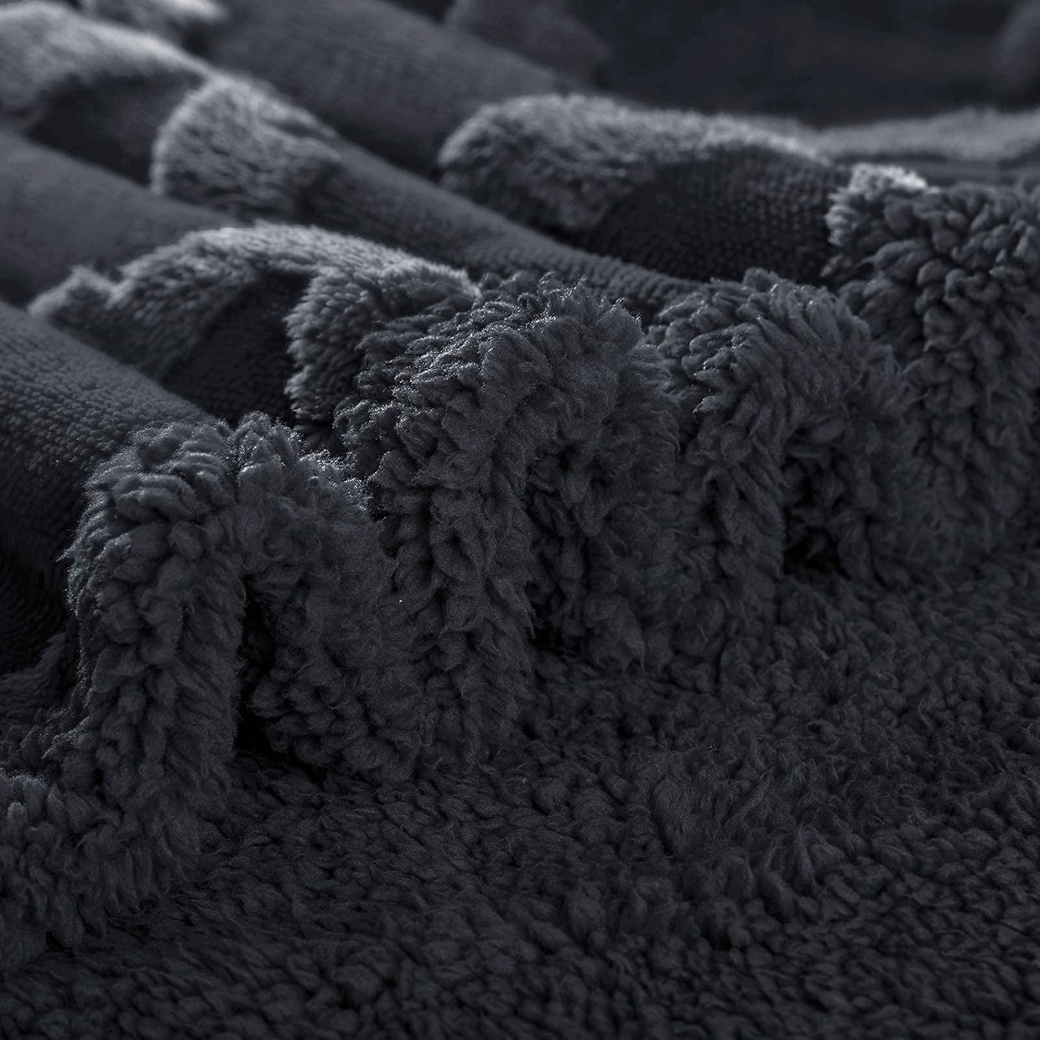 CAMPIR Sherpa Throw Blankets for Bed,Super Soft Warm Dual Sided Blanket,Machine Washable Plush Fleece Blankets,Fuzzy Blanket for Sofa Couch Bed(Dark Grey, 51"x63"): Kitchen & Dining