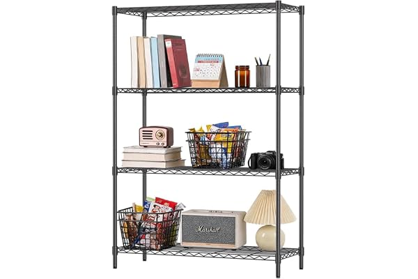 FDW Storage Shelves,Wire Shelving Unit Metal Shelves Heavy Duty Layer Rack Storage Rack Adjustable Utility (Black, 36" x 14"