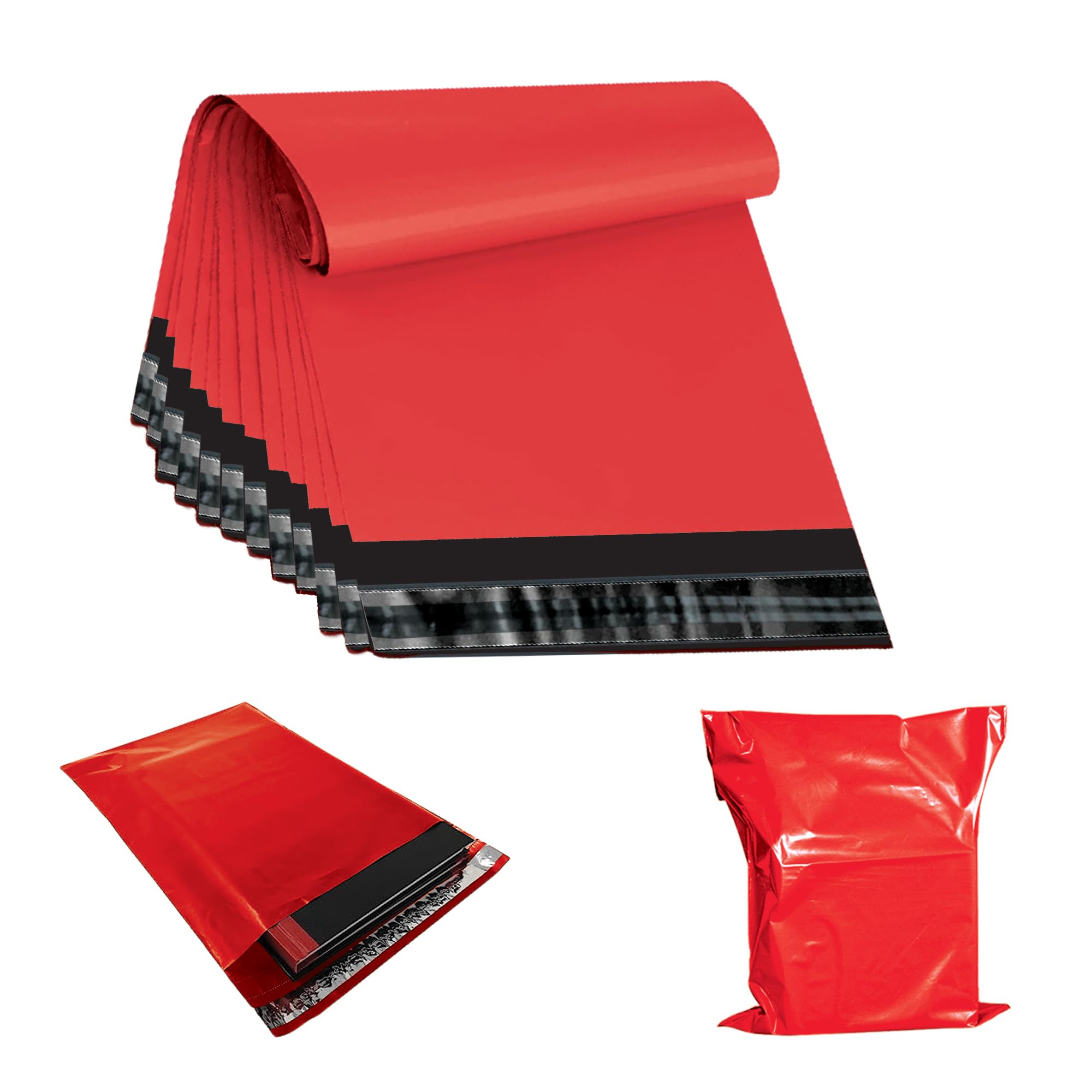 JeeJaan® 50 Pcs Red Postage Bags 12x16 in Mailing Bags 305 x 405 mm Poly Mailers Parcel Bags Envelope Courier Shipping Mailers Waterproof and Tear-Proof Postal Mailer Courier Bags