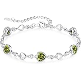 LOUISA SECRET Birthstone Bracelets for Women, 925 Sterling Silver or Brass Plated with Rose Gold Charm Link Bracelets Birthday Anniversary Christmas Gift for Women Wife Mom Girlfriend Lady