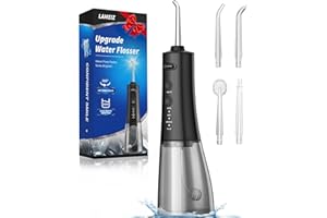 LAMEIZ Water Flosser, 300ML Portable Cordless Water Dental Flossers for Teeth Deep Cleaning, IPX7 Waterproof Rechargeable Electric Oral Irrigator Teeth Pick for Travel Home Use and Braces Care (Black)