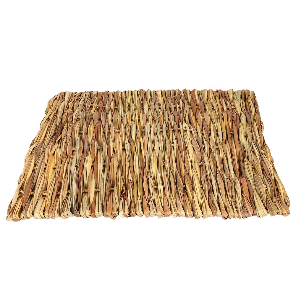 HEEPDD Rabbit Grass Woven Mat, Eco-Friendly Small Animal Bedding Nest for Guinea Pig Chinchilla Squirrel Hamster – Natural Chewable Grass Mat for Litter Box Cage Liner