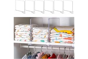Yieach 6 Pack Clear Acrylic Shelf Divider for Closet Organization - 9.2″ Tall Closet Dividers for Wood Shelves,Cupboard,Vertical Shelf Separators in Closet for T-Shirt,Purse,Handbag,Sweater Organizer