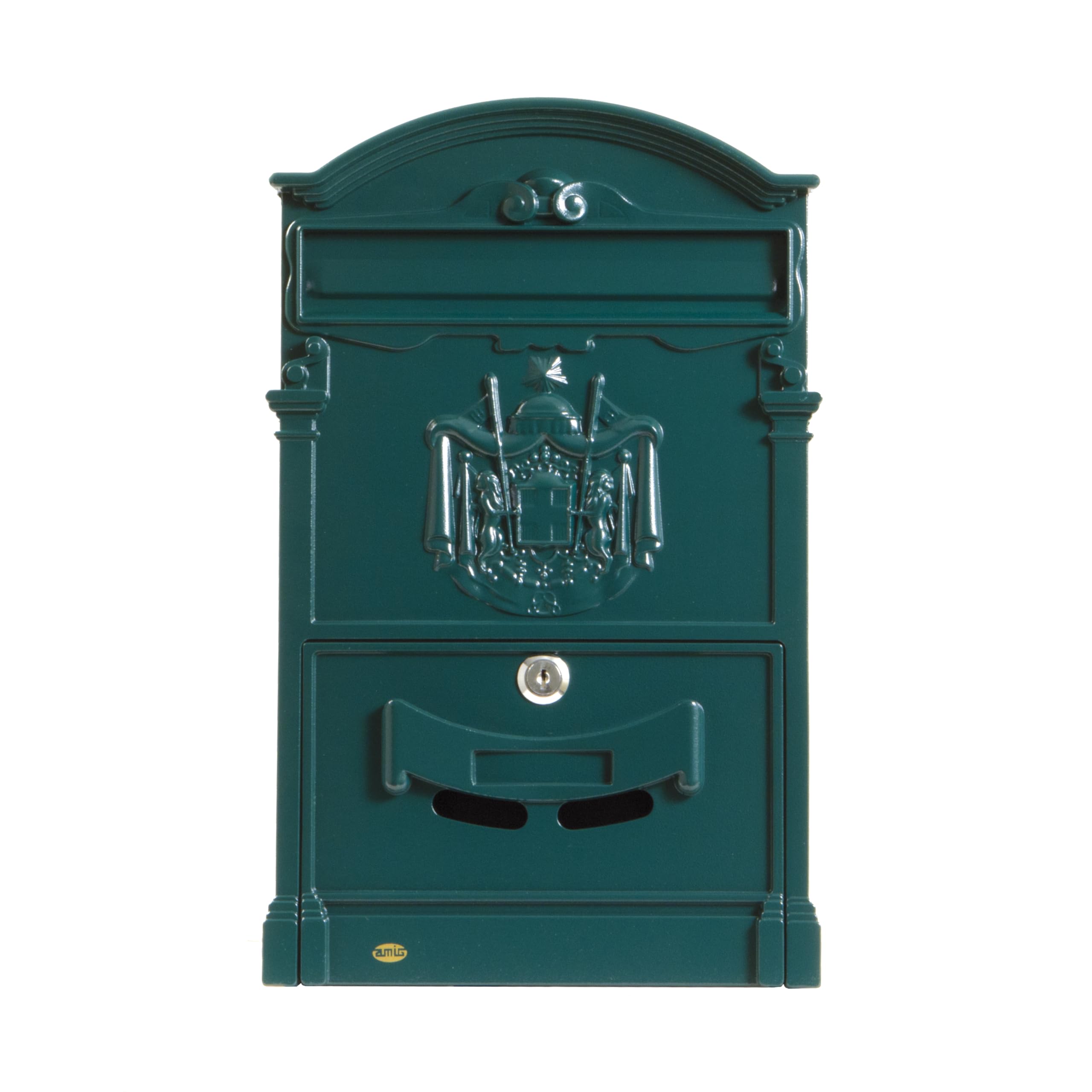 Amig Classic Style Mailbox for Outdoor Use | Post Locker for Walls, Walls or Fences | 40.5 x 25.5 x 8.5 cm | Aluminium | Includes Screws | Green Colour