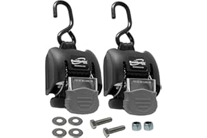 BoatBuckle G2 Stainless Steel Retractable Tie-Down Transom Straps - for Brackish or Saltwater Environments - Ratchet Tie Down Straps for Boats - 1500lbs Break Strength, 2 x 43-Inch, 2-Pack