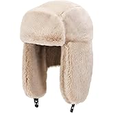 Cozy Plush Winter Hats Men Women Trapper Trooper Hat with Earflaps Windproof Russian Ushanka Hats Outdoor Skiing Cap