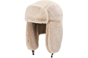 HOMAISSON Cozy Plush Winter Hats Men Women Trapper Trooper Hat with Earflaps Windproof Russian Ushanka Hats Outdoor Skiing Cap