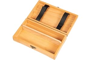 DJAR Artist Supply Box with Locking Clasps, Small Wooden Art Tool Box for Artist Supplies, Brushes, Pencils, Erasers, Tool Storage Organizer, Natural